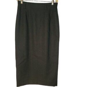 Liz Claiborne Petite Collection 100% Wool Lined Black Pencil Skirt Size 6P